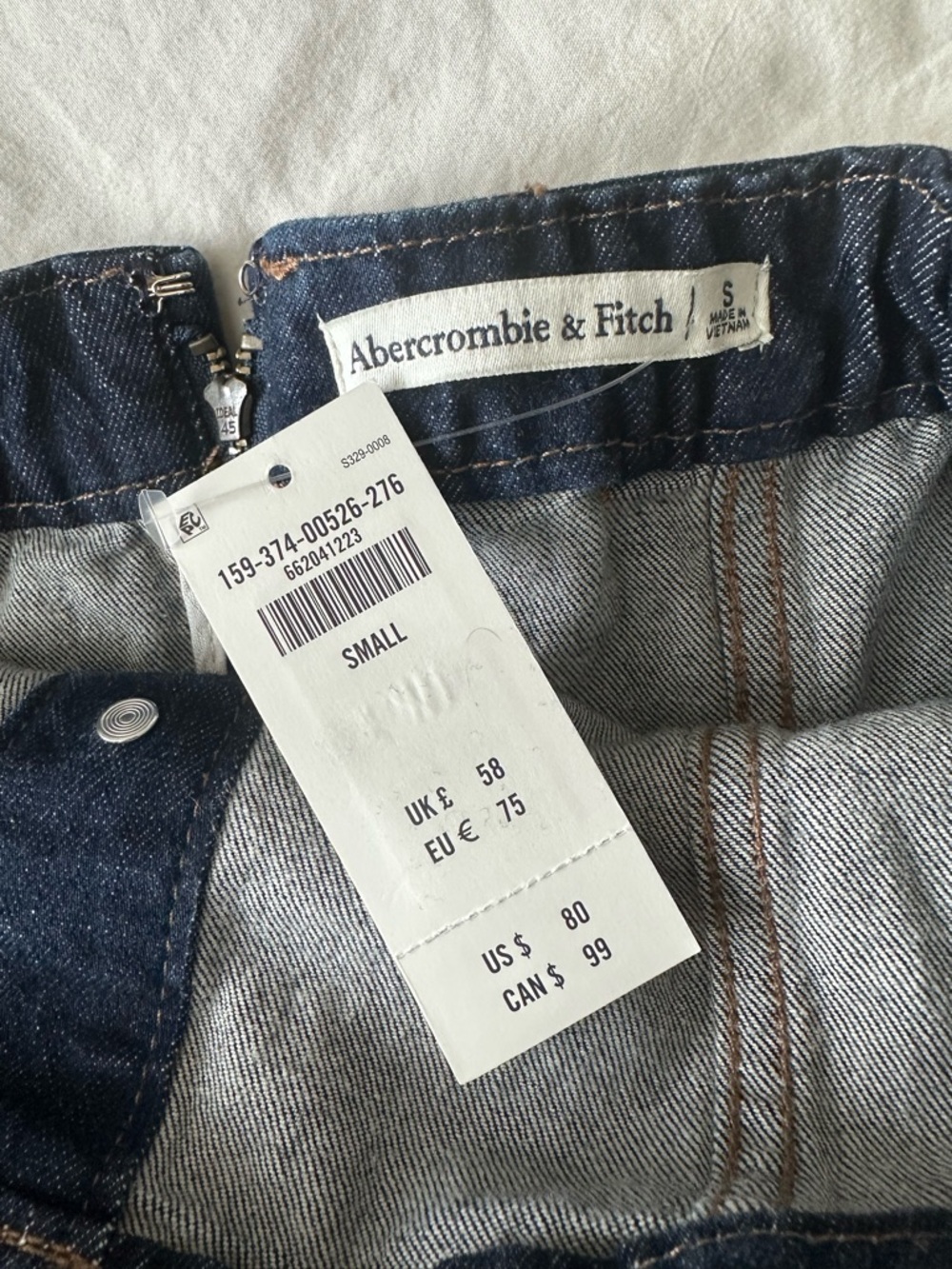 Abercrombie & Fitch Strapless Dark Denim Button-Front Mini Dress - Picture 3 of 3